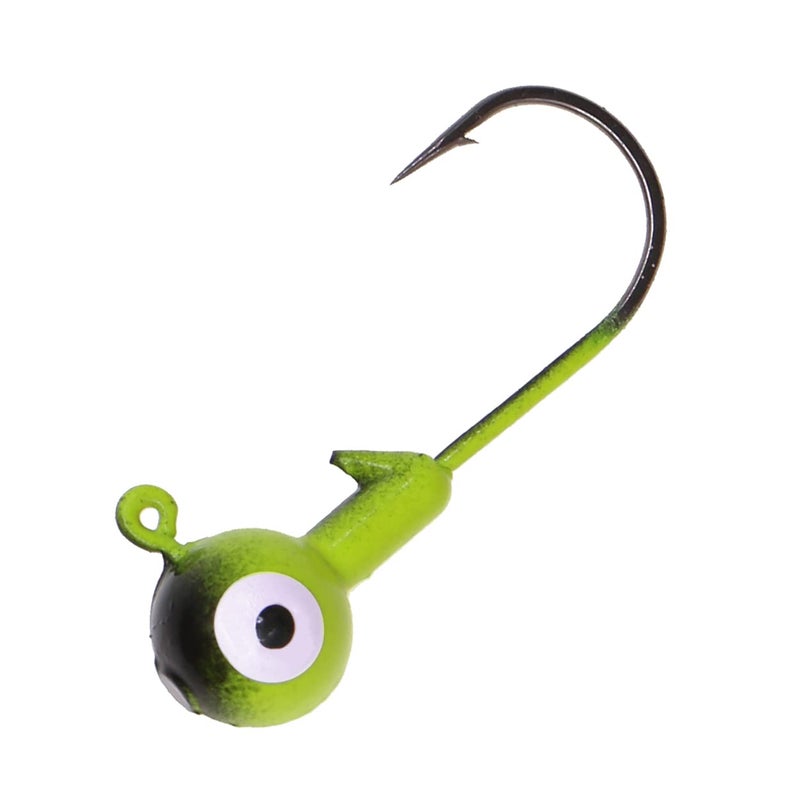 Temorah Fishing Lures Jig Heads,Ball Heads 1/32oz-1oz,Sharp Fishing Hooks for Freshwater or Saltwater (Chartreuse/Black, 1/4OZ 40PCS) - Image 1